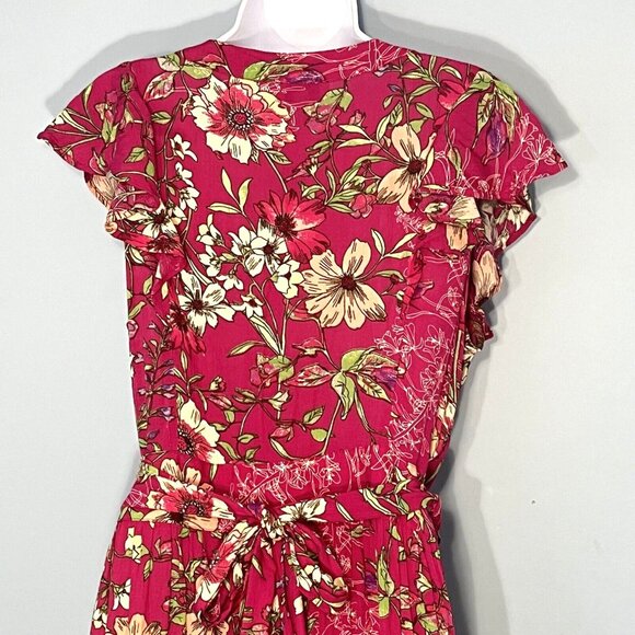 Sofia Floral‎ Fairy Wrap Dress Large Cottage Peasant Ethereal Victorian Feminine - Picture 2 of 12